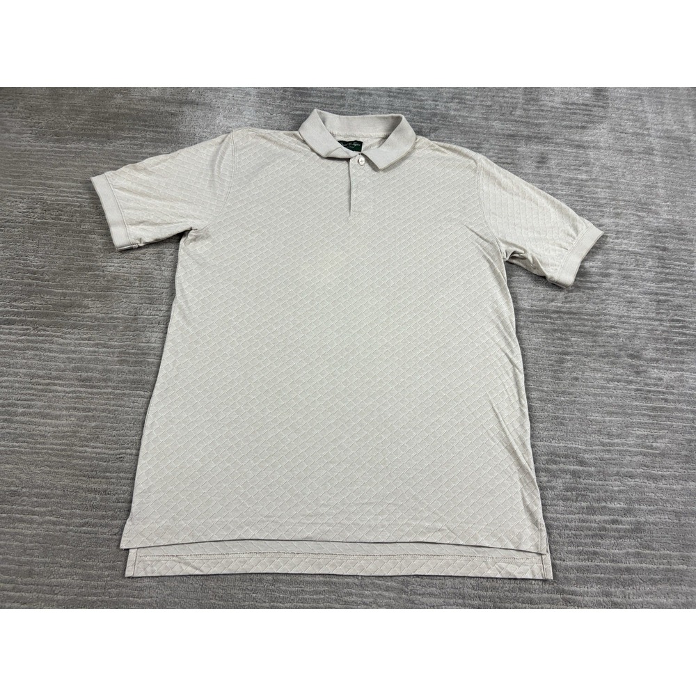 David Taylor Polo Shirt Mens Large‎ Beige Short Sleeve Cotton Blend Casual